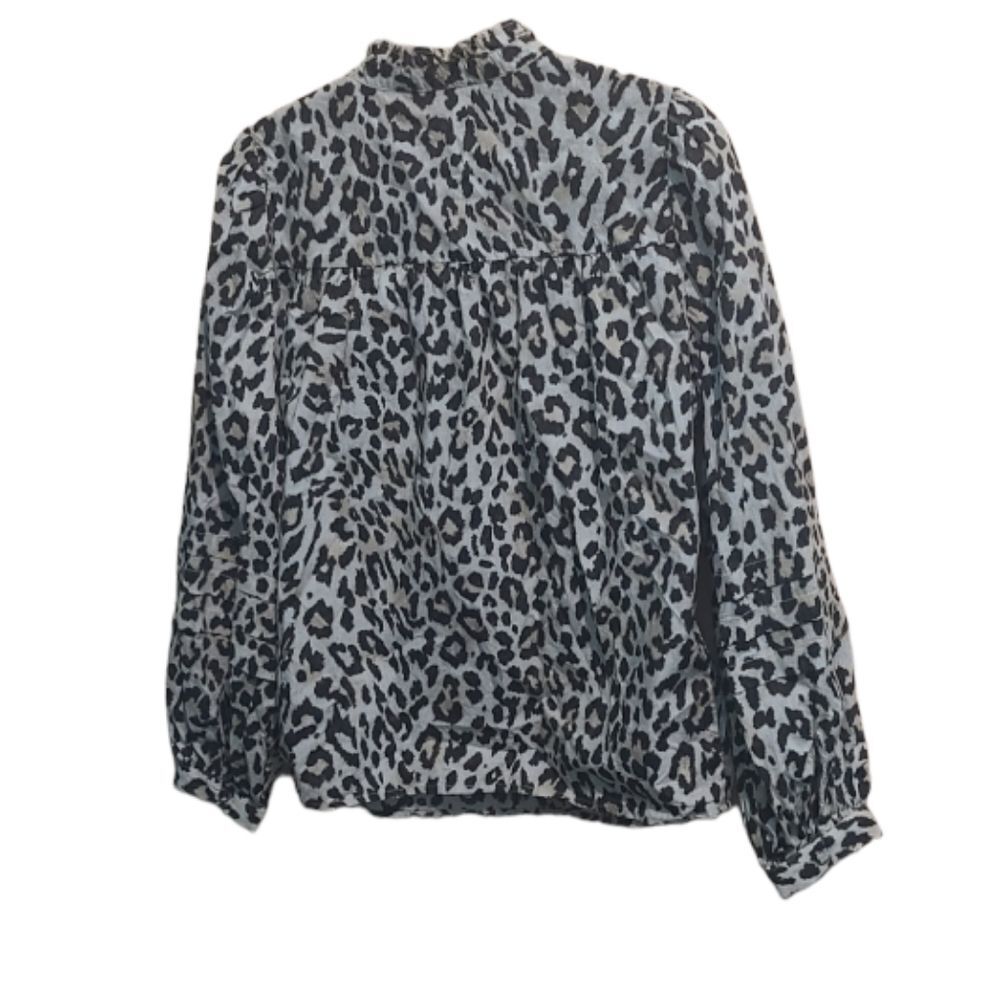 J. Crew Button-Front Ruffleneck Popover In Leopar… - image 4